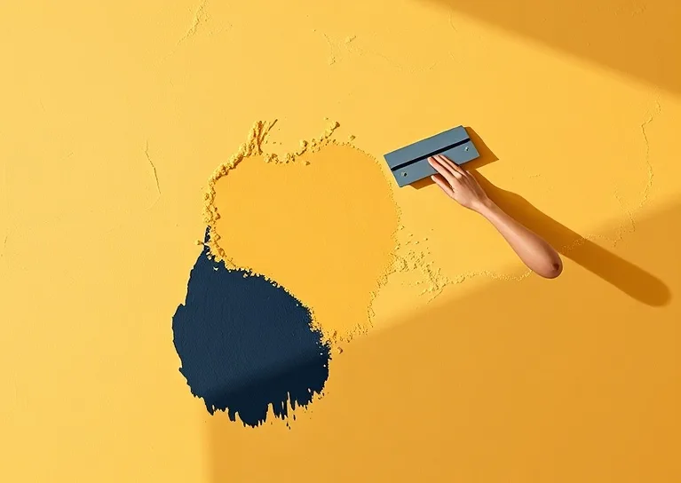 Application d'un enduit décoratif à la lisseuse sur un mur